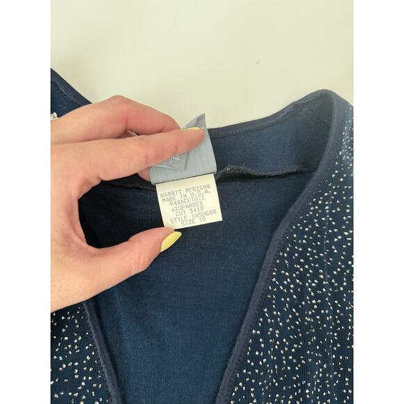 Vintage Rabbit rhinestone navy blue cardigan - size 10 - Picture 3 of 5